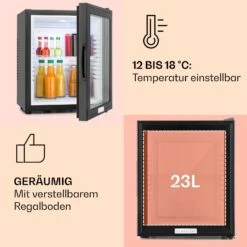 MKS-12 Minibar 24 Liter Klasse E Schwarz Glas 0dB 10 MKS-12 Minibar 24 Liter Klasse E Schwarz Glas 0dB -Klarstein 10005439 de 0004 usp