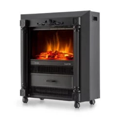 Grenoble Elektrischer Kamin Heizlüfter 1850 W Bodenrollen Thermostat -Klarstein 10012129 yy 0004 front Klarstein Grenoble Elektrischer Kamin 2000W