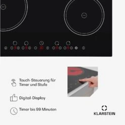 Virtuosa Keramikkochfeld Einbauherd 6500W 59x52cm 4 Zonen Glaskeramik 13 Virtuosa Keramikkochfeld Einbauherd 6500W 59x52cm 4 Zonen Glaskeramik -Klarstein 10029239 de 0005 usp