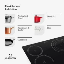 Virtuosa Keramikkochfeld Einbauherd 6500W 59x52cm 4 Zonen Glaskeramik 15 Virtuosa Keramikkochfeld Einbauherd 6500W 59x52cm 4 Zonen Glaskeramik -Klarstein 10029239 de 0007 usp