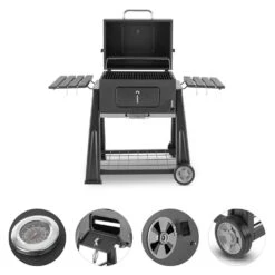 Bigfoot Holzkohlegrill Smoker BBQ-Grill 55 X 40 Cm Stahl Schwarz -Klarstein 10029763 yy 0004 detail Klarstein Bigfoot BBQ Grill Smoker