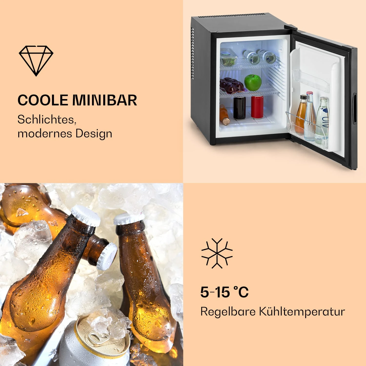 Happy Hour 33 Minibar 33L 5-15°C EEK G 25dB LED-Licht 4 Happy Hour 33 Minibar 33L 5-15°C EEK G 25dB LED-Licht – Bild 4