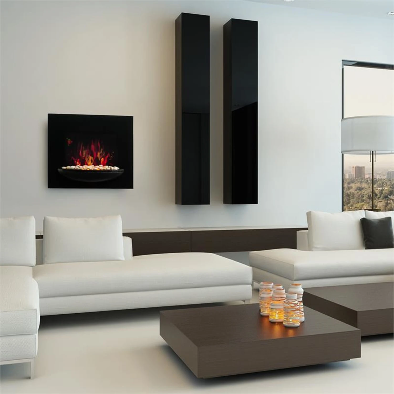 Feuerschale Elektro-Wandkamin 1800W Flammenillusion Dekosteine 2 Feuerschale Elektro-Wandkamin 1800W Flammenillusion Dekosteine – Bild 2