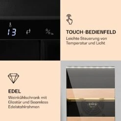 Vinovilla Smart Weinkühlschrank 50l / 20 Flaschen Glastür Edelstahl -Klarstein 10032037 de 0003 logo