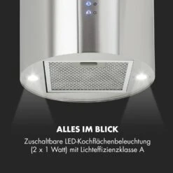 Barett Inselabzugshaube Ø35cm Umluft 558 M³/h LED Aktivkohlefilter -Klarstein 10032301 de 0008 logo