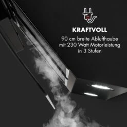 Annabelle 90 Dunstabzugshaube Glas 595 M³/h Touch-Armatur Schwarz -Klarstein 10032683 de 0007 logo