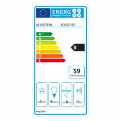 Klarstein Aurica 60 Dunstabzugshaube 60cm 600 M³/h LED Touch Glas Weiß -Klarstein 10032765 energy label