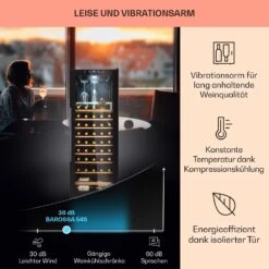 Barossa 54 Uno Weinkühlschrank 155 L 54 Flaschen Glastür Touch LED -Klarstein 10032925 de 0004 usp