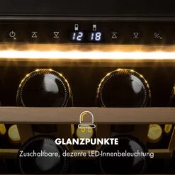 Barossa 77 Duo Weinkühlschrank 2 Zonen 191 L 77 Fl. Touch LED Schwarz -Klarstein 10032963 de 0008 logo
