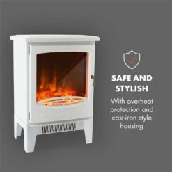 Meran Elektrischer Kamin 950/1850W 2-stufige Heizung Gusseisen-Stil -Klarstein 10032974 yy 0007 logo Klarstein Meran Elektrischer Kamin weiss