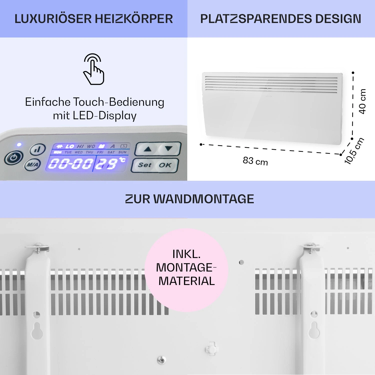 Hot Spot Slimcurve Heizgerät 80x40cm 40m² 2000W 5-40°C LED IP24 Weiß 6 Hot Spot Slimcurve Heizgerät 80x40cm 40m² 2000W 5-40°C LED IP24 Weiß – Bild 6
