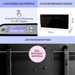 Hot Spot Slimcurve Heizgerät 80x40cm 40m² 2000W 5-40°C LED IP24 12 Hot Spot Slimcurve Heizgerät 80x40cm 40m² 2000W 5-40°C LED IP24 -Klarstein 10033017 de 0006 usp
