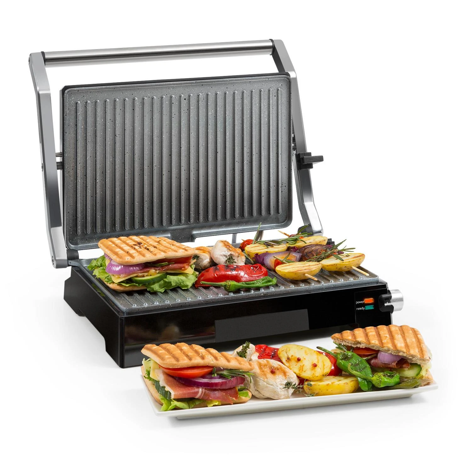 Buffalo Kontaktgrill Paninimaker 2000W Edelstahl Silber/schwarz 1 Buffalo Kontaktgrill Paninimaker 2000W Edelstahl Silber/schwarz