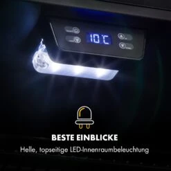 Beersafe 7XL Kühlschrank 242 Liter 5 Böden Panoramaglastür Edelstahl -Klarstein 10033436 de 0008 logo