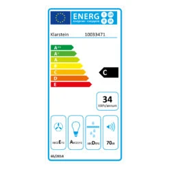 Contempo Neo Unterbau-Abzugshaube 60cm 175m³/h Edelstahl LED Acryl 19 Contempo Neo Unterbau-Abzugshaube 60cm 175m³/h Edelstahl LED Acryl -Klarstein 10033471 energy label