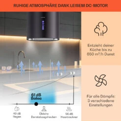 Beretta Inselabzugshaube Ø35cm 650m³/h LED Inkl. Aktivkohlefilter -Klarstein 10033718 de 0003 usp