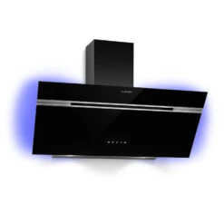 Alina Dunstabzugshaube 90cm 600 M³/h LED-Display Ambientelicht Schwarz