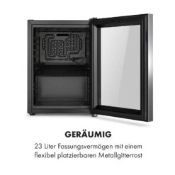 Harlem Getränkekühlschrank 23 Liter 1 Metallrost Glastür -Klarstein 10034121 de 0005 logo