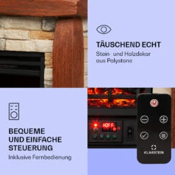 Lienz Elektrischer Kamin 1800W Steindekor Polystone Fernbedienung -Klarstein 10034122 de 0003 logo