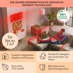 Wonderwall Air 36 Infrarotheizung 120x30cm 360W Wandinstallation Fernbedienung -Klarstein 10034231 de 0004 usp