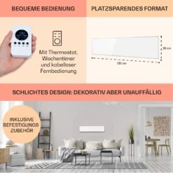 Wonderwall Air 36 Infrarotheizung 120x30cm 360W Wandinstallation Fernbedienung -Klarstein 10034231 de 0006 usp