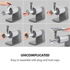 Mett Max Elektrischer Fleischwolf 600W Kupfermotor Aluminium -Klarstein 10034244 yy 0003 logo Klarstein Mett Max elektrischer Fleischwolf grau