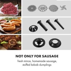 Mett Max Elektrischer Fleischwolf 600W Kupfermotor Aluminium -Klarstein 10034244 yy 0004 logo Klarstein Mett Max elektrischer Fleischwolf grau