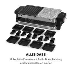 Sirloin Raclette 1500W Aluminium / Stein 8 Personen Kontroll-LED -Klarstein 10034275 de 0006 logo