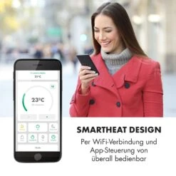 Bornholm Smart Konvektions-Heizgerät | 2000 W | SmartHeat Design: WiFi-Verbindung | LED-Display | 24-h-Timer | 2 Heizstufen: 1000 / 2000 W | IP24: Spritzwassergeschützt | Fernbedienung | Standgerät -Klarstein 10034390 de 0008 logo