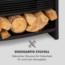 Bergamo Elektrischer Kamin 900/1800W Thermostat Holzoptik -Klarstein 10034397 de 0005 logo