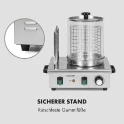 Wurstfabrik Pro 550 Hot Dog Maker 550W 2 Spieße 5L 30-100°C Edelstahl -Klarstein 10034453 de 0008 logo