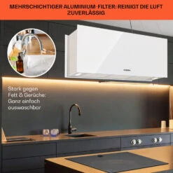 Kronleuchter XL Inselabzugshaube 90cm Umluft 590m³/h LED Touch Weiß -Klarstein 10034523 de 0006 usp