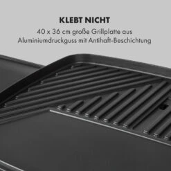 Gatsby Elektrogrill 2000W Antihaft-Grillfläche Seitentische Schwarz -Klarstein 10034706 de 0004 logo