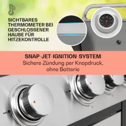 Tomahawk Gasgrill 4x3,6 KW + 2,7 KW Brenner 66x43,5 Cm Grill Edelstahl -Klarstein 10034710 de 0004 usp