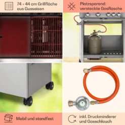 Valkyrie Gasgrill 4x3,5 KW + 3,15 KW Brenner 74x44 Cm Grill Edelstahl -Klarstein 10034715 de 0005 usp