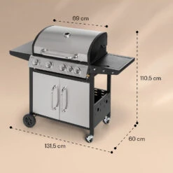 Valkyrie Gasgrill 4x3,5 KW + 3,15 KW Brenner 74x44 Cm Grill Edelstahl -Klarstein 10034715 yy 0008 dimensions