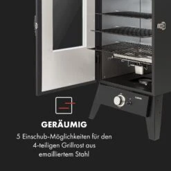 Pasadena Gas-Räuchergrill 2,5 KW Heizleistung 180 °C / 350 °F Max. -Klarstein 10034818 de 0005 logo