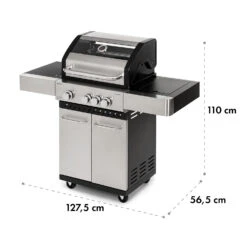 Valkyrie Gasgrill 3x3,2 + 2,9 KW Sichtfenster 54x42 Cm Grill Edelstahl -Klarstein 10034845 yy 0010 logo Klarstein Valkyrie Gasgrill 3plus1 Brenner Edelstahl