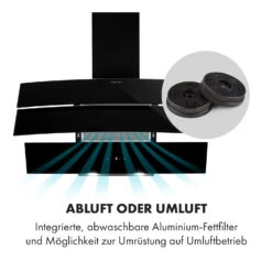 Antonia Dunstabzugshaube Kopffrei 90cm 350m³/h Touch-Bedienfeld Glas -Klarstein 10034868 de 0003 logo