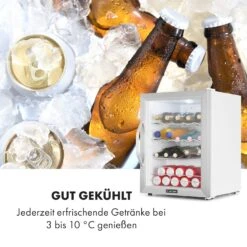 Beersafe XL Crystal White Kühlschrank 60 Liter 4 Böden Panoramaglastür Edelstahl -Klarstein 10034892 de 0005 logo