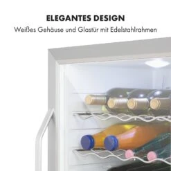 Beersafe XL Crystal White Kühlschrank 60 Liter 4 Böden Panoramaglastür Edelstahl -Klarstein 10034892 de 0007 logo