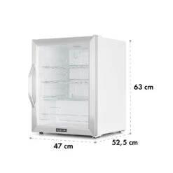 Beersafe XL Crystal White Kühlschrank 60 Liter 4 Böden Panoramaglastür Edelstahl -Klarstein 10034892 yy 0009 logo
