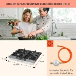 Alchemist 4 Zonen Gaskochfeld Aluminium-Brenner Glaskeramik Schwarz -Klarstein 10034969 de 0006 usp