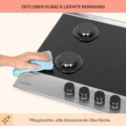 Alchemist 4 Zonen Gaskochfeld Aluminium-Brenner Glaskeramik Schwarz -Klarstein 10034969 de 0007 usp