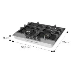 Alchemist 4 Zonen Gaskochfeld Aluminium-Brenner Glaskeramik Schwarz -Klarstein 10034969 yy 0011 dimensions