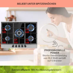 Alchemist 5 Zonen Gaskochfeld Aluminium-Brenner Glaskeramik Schwarz 11 Alchemist 5 Zonen Gaskochfeld Aluminium-Brenner Glaskeramik Schwarz -Klarstein 10034970 de 0003 usp