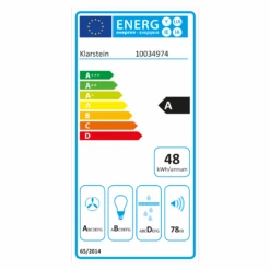 Valeria Inselhaube 90cm 650m³/h Touch EEC A LED Glas Edelstahl -Klarstein 10034974 energy label
