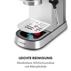 Futura Espressomaker 20 Bar 1450 Watt 20 Bar Wassertank: 1,25 Liter Rostfreier Edelstahl 18 Futura Espressomaker 20 Bar 1450 Watt 20 Bar Wassertank: 1,25 Liter Rostfreier Edelstahl -Klarstein 10035183 de 0009 logo