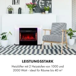 Aargau Smart Elektrischer Kamin 1000/2000W LED 18-27 °C Wochentimer -Klarstein 10035204 de 0006 logo