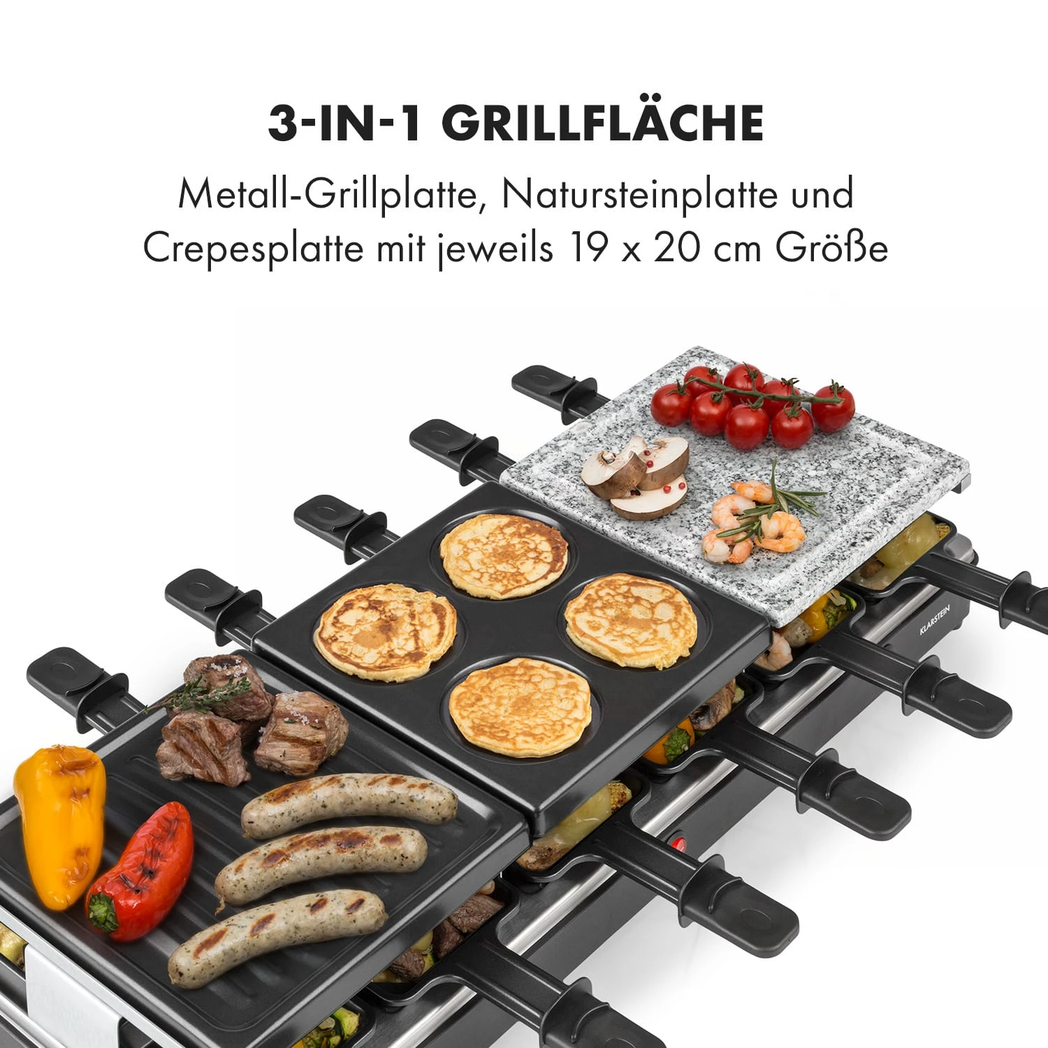 Fonduelette XL 3-in-1 Raclettegrill Fondue Naturstein 1650W 12 Pers 3 Fonduelette XL 3-in-1 Raclettegrill Fondue Naturstein 1650W 12 Pers – Bild 3
